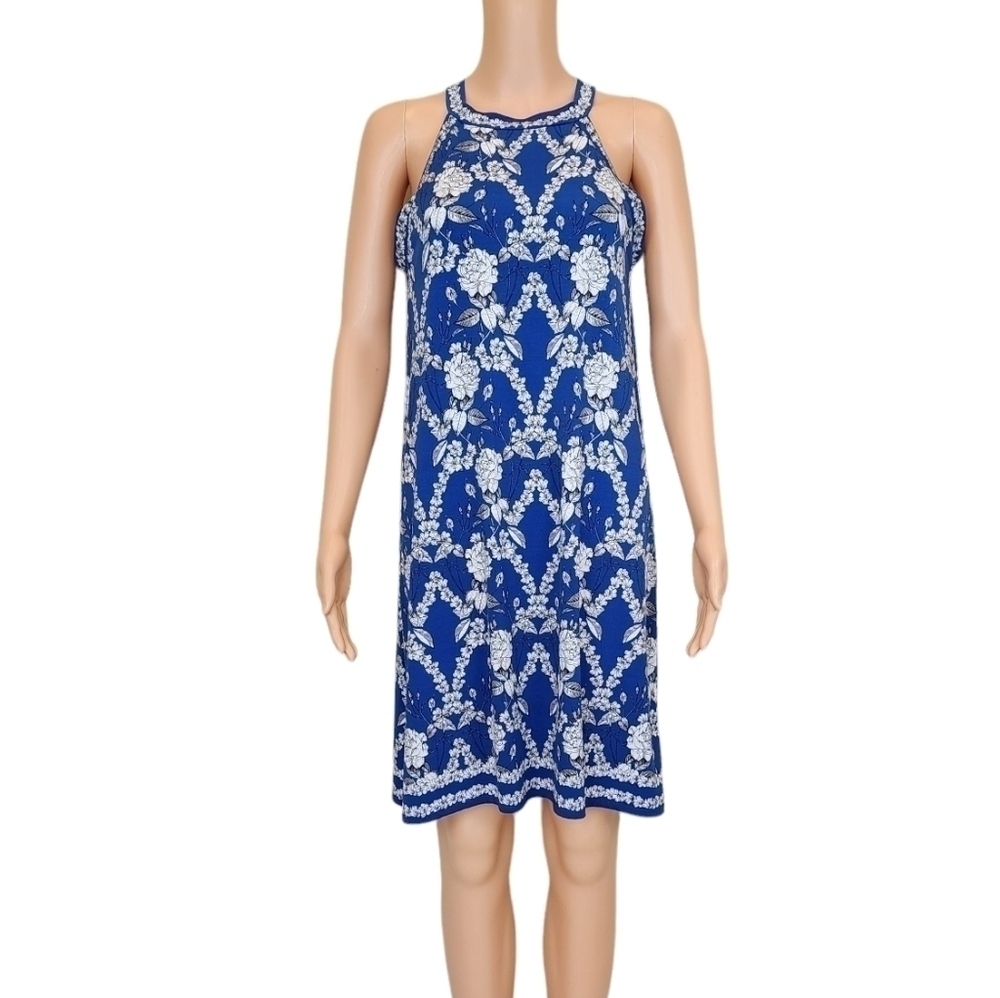 Max Studio blue floral print sleeveless mini Dress